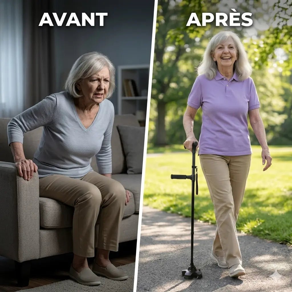 Canne de marche pliable tout-terrain avec LED et Alarme™