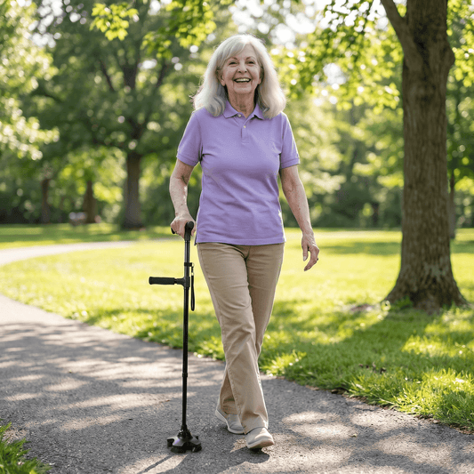 Canne de marche pliable tout-terrain avec LED et Alarme™