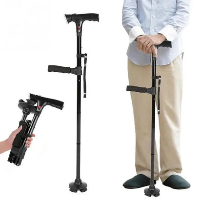 Canne de marche pliable tout-terrain avec LED et Alarme™